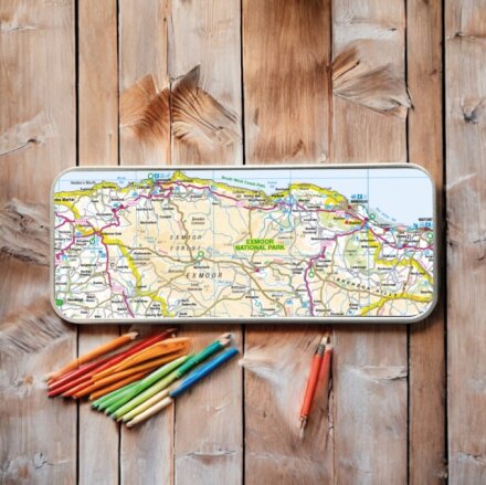 OS Map Metal Pencil Tin - Exmoor National Park