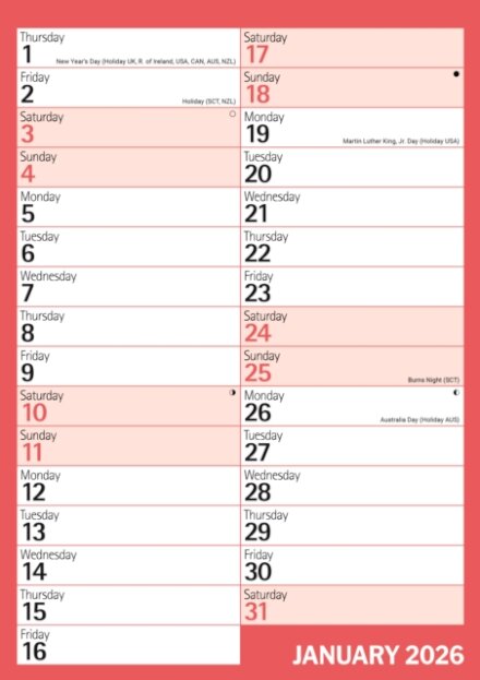 Red Black Monthly Engagement Portrait A4