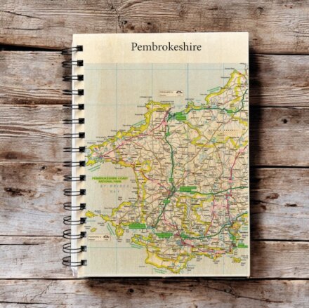 OS Map Wooden Lined Notebook - Pembrokeshire Coast National Park