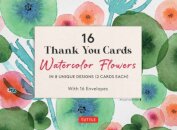 16 Thank You Cards Watercolor Flowers