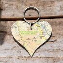 OS Map Wooden Heart Key-ring - Northumberland National Park