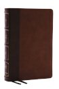 NKJV, Large Print Thinline Reference Bible, Blue Letter, Maclaren Series, Leathersoft, Brown, Thumb Indexed, Comfort Print