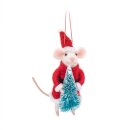Santa Mouse with Tree Felt Decoration