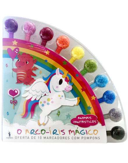 O Arco-Íris Mágico - Oferta de 10 Marcadores c/ pompons