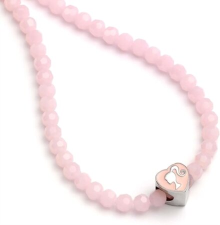 Barbie Pink Bead Necklace with Heart Shaped Bead Charm