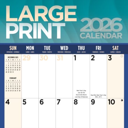 Large Print Square Wall Sunday Start Cal