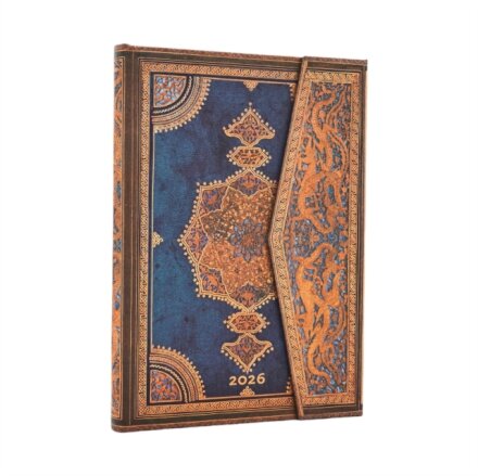 2026 Safavid Indigo (Safavid Binding Art) Midi 12-month Verso Hardcover Flexi Dayplanner 2026 (Wrap Closure)