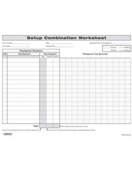 Quick Changeover: Setup Combination Worksheet
