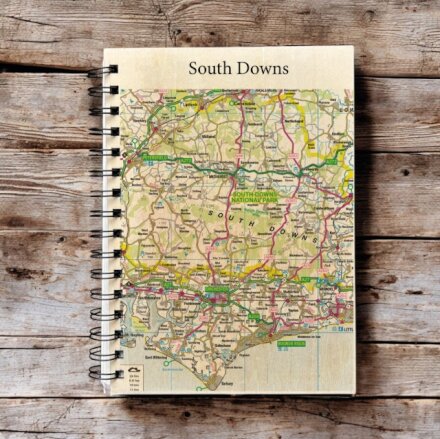 OS Map Wooden Lined Notebook - South Downs National Park