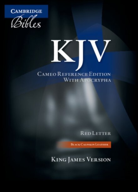 KJV Cameo Reference Bible with Apocrypha, Black Calfskin Leather, Red-letter Text, KJ455:XRA Black Calfskin Leather