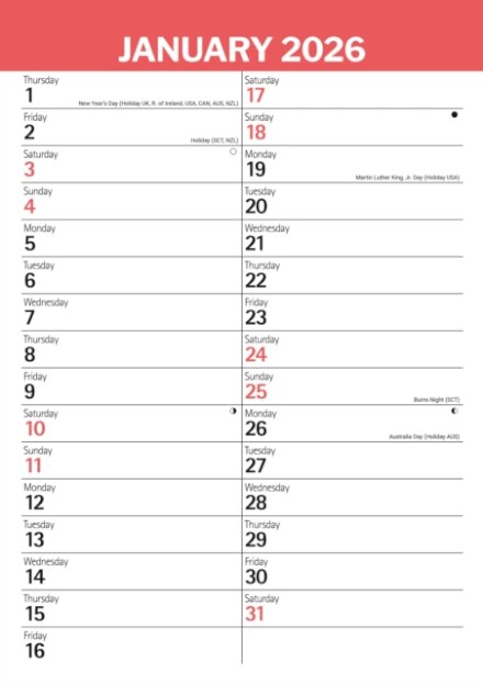 Red Black Large Engagement Planner A3 Ca