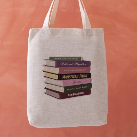 Jane Austen Book Stack Tote Bag
