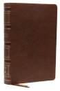 NKJV, Single-Column Wide-Margin Reference Bible, Leathersoft, Brown, Red Letter, Thumb Indexed, Comfort Print
