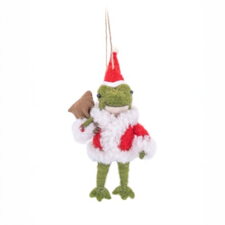 Santa Frog Felt Decoration