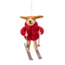 Skiing Dog in Puffer Jacket Felt Decoration
