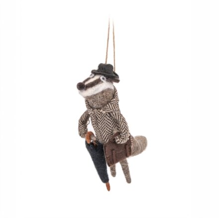 Bowler Badger Felt Decoration