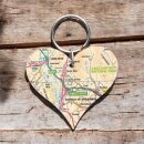 OS Map Wooden Heart Key-ring - Lake District National Park