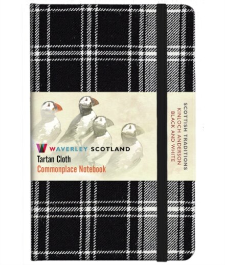 Waverley S.T. (M): Black & White Pocket Genuine Tartan Cloth Commonplace Notebook