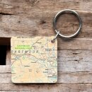 OS Map Wooden Square Key-ring - Dartmoor National Park