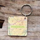OS Map Wooden Square Key-ring - Snowdonia National Park