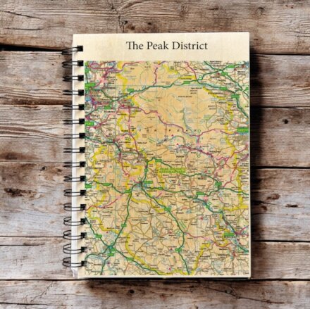 OS Map Wooden Lined Notebook - Peak District National Park