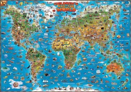 World children's map wall map laminated
