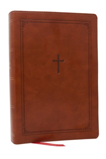 NKJV Giant Print End-of-Verse Reference Bible, Brown Leathersoft, Red Letter, Comfort Print