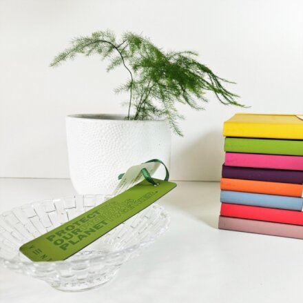 Recycled Leather Bookmark - Green